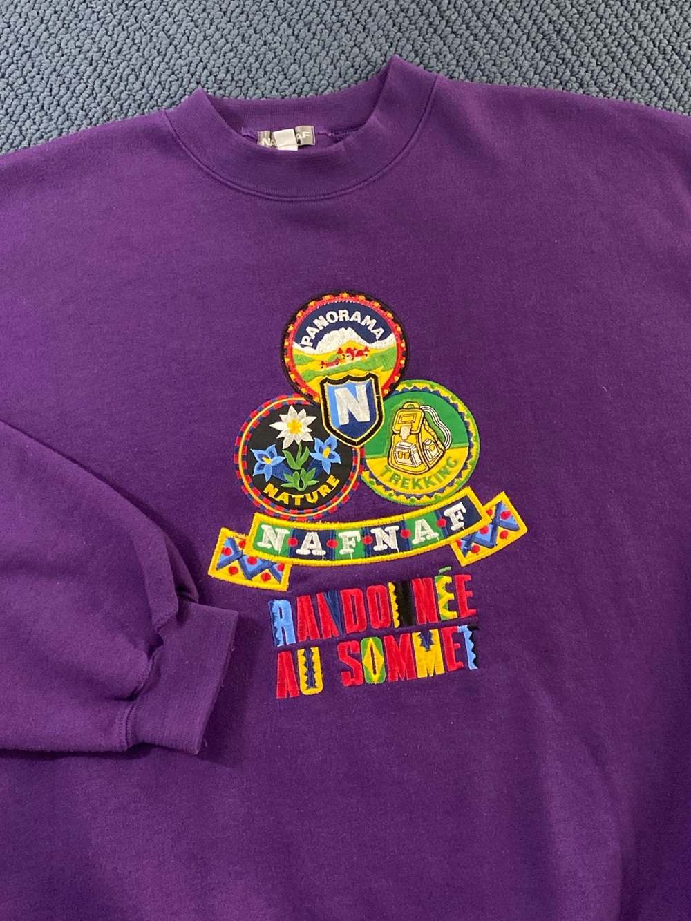 Vintage 90s Naf Naf Hiking Purple Sweater